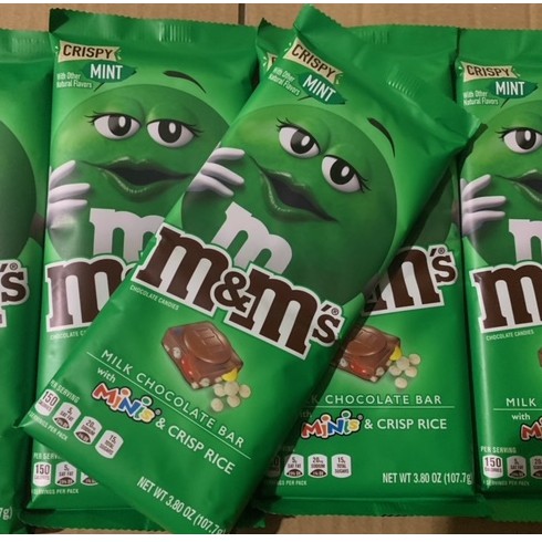 M&M'S Crispy Mint & Minis Milk Chocolate Candy Bar, 3.8-Ounce Bar