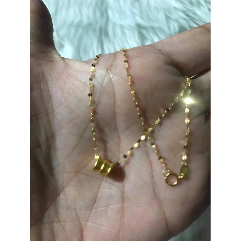 24k Hk gold bulgari inspired pedant w/ 18k saudi gold dancing chain ...