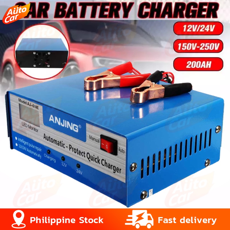 ANJING Smart Car Battery Charger Heavy Duty Original 12V 24V 100W Fast ...