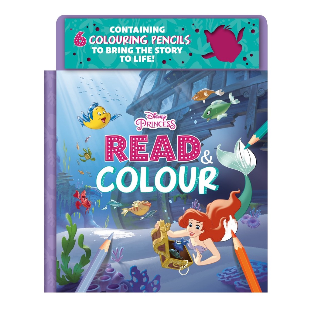 Disney Princess Ariel Read & Colour English Story Book & Colouring Book ...