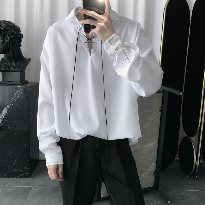 aesthetic white polo longsleeves blouse