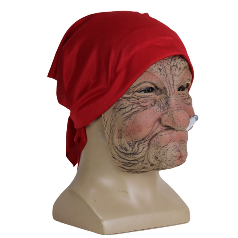 Wacky Gray-red Halloween Granny Mask universal Latex Headgear Props ...