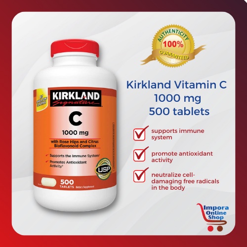 Authentic Kirkland Signature Vitamin C 1000 mg 500 tablets from USA