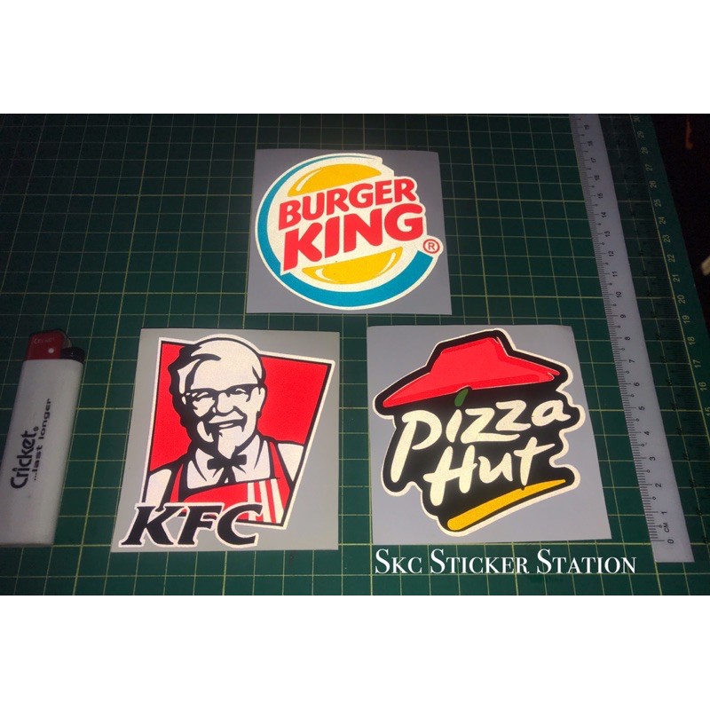 Burger King / KFC / Pizza Hut Sticker Cutting Overlapping Reflective ...