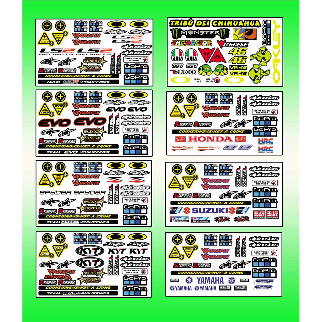 Helmet Visor Vinyl Stickers set Shopee Philippines