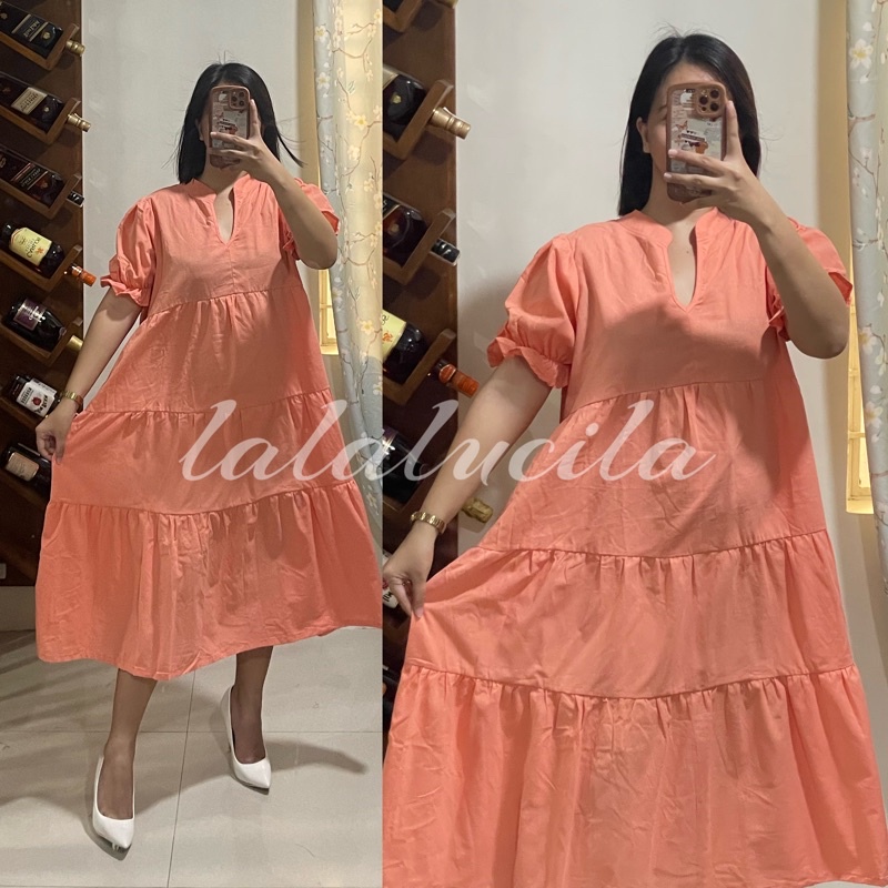 chinese dress ladies 100% Linen Mid-Sleeve Maxi Dress GEORGINA  LINTICO