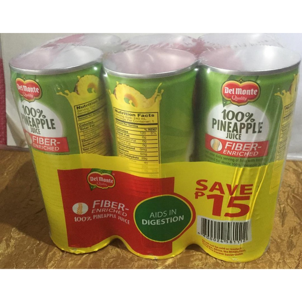 Del Monte FiberEnriched Pineapple Juice/ can Shopee Philippines