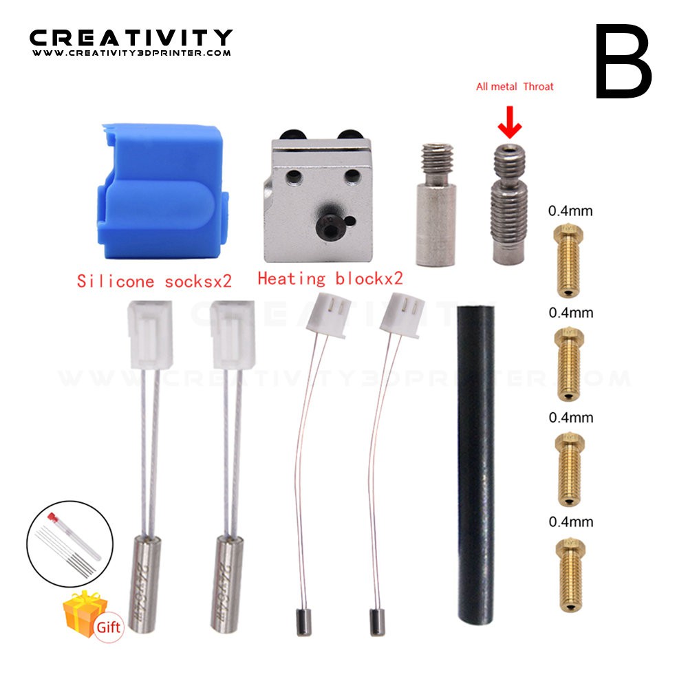 Artillery Sidewinder X1& Genius Silicone Volcano Nozzle Kit Heat Block
