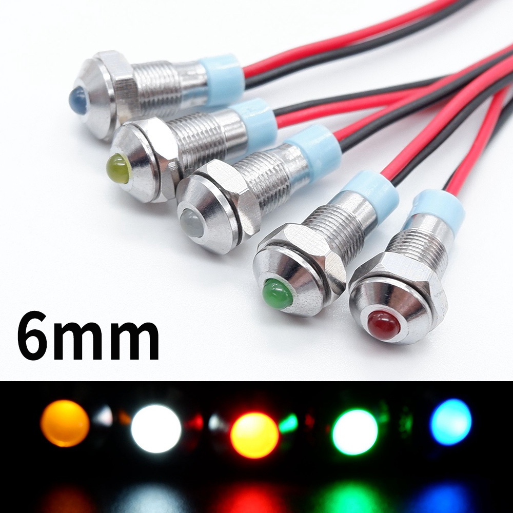 6mm Metal Indicator Light LED Warning Waterproof Signal Lamp With Wire ...