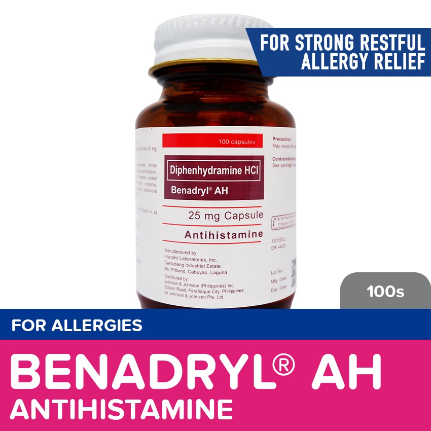 Benadryl AH 25mg 100s allergy drowsy Shopee Philippines