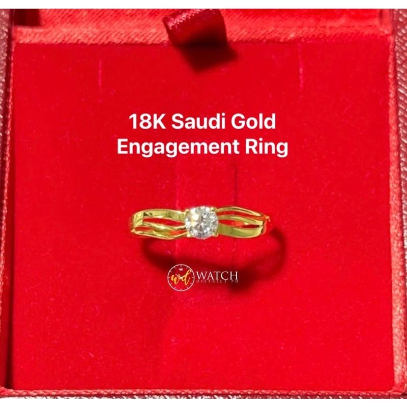 18K Saudi Gold Engagement Ring with Diamond | Shopee Philippines