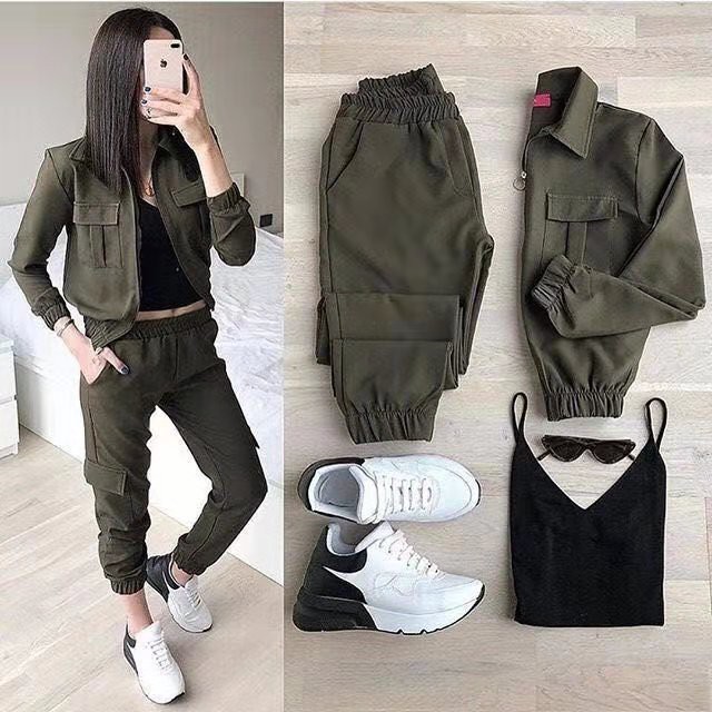 HS 404 Korean Coordinates Women Apparel Cardigan Candy Pants