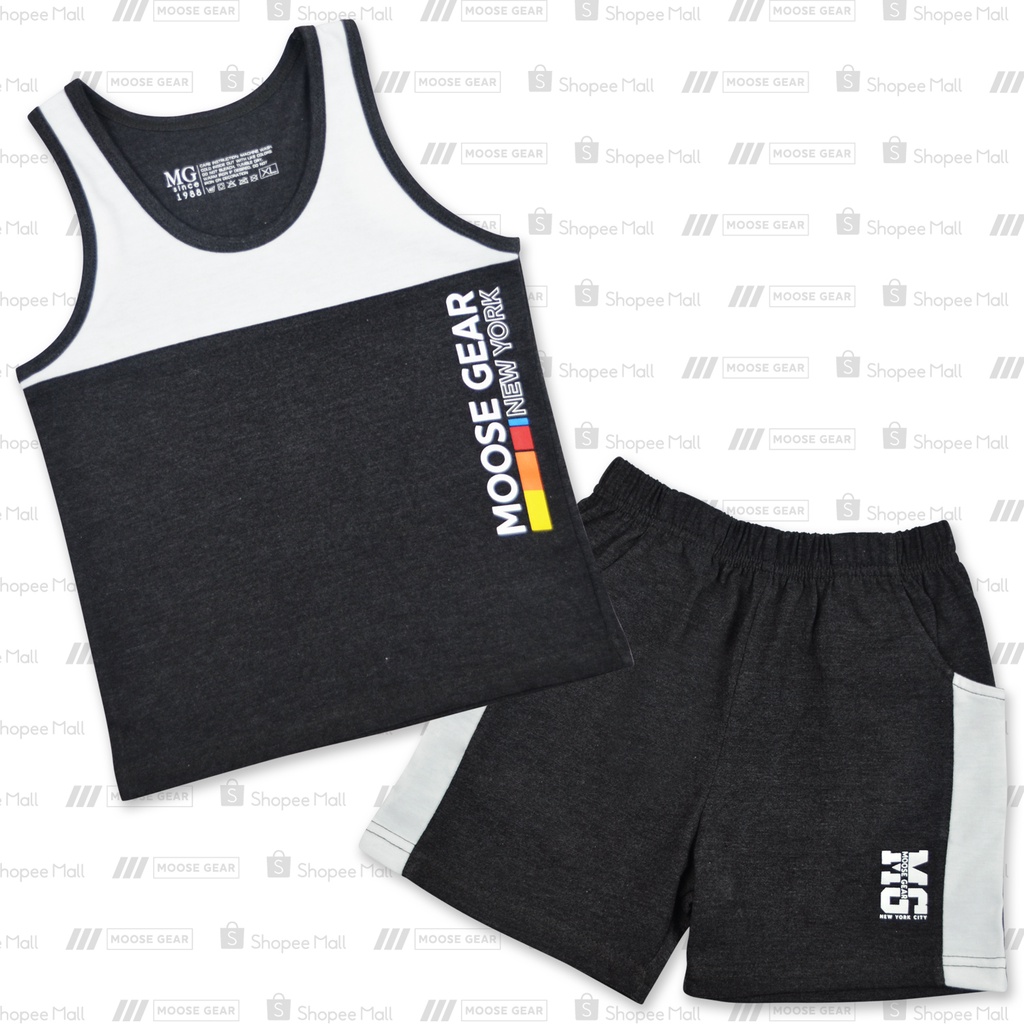 Moose Gear Heather Black And White Sando With Short Set (SDS-P 10614 IW ...