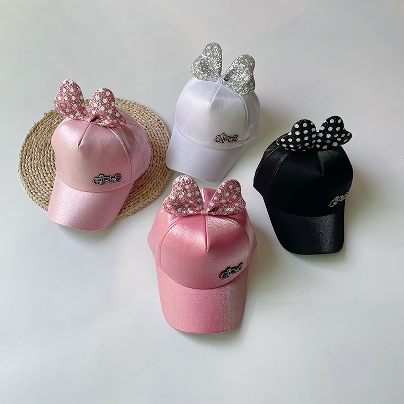 Children's Sequin Girl's Bow Baseball Caps Cute Princess Outdoor Hats ...