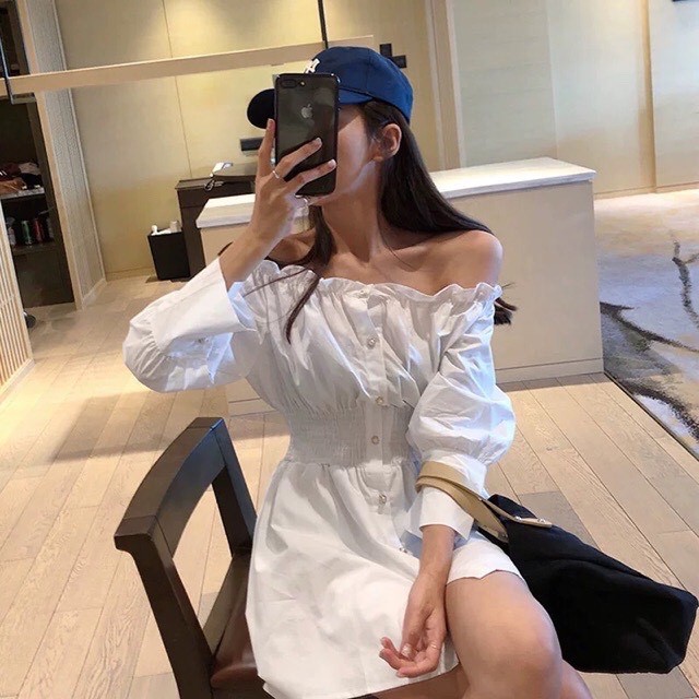 Korean off shoulder outfit sale