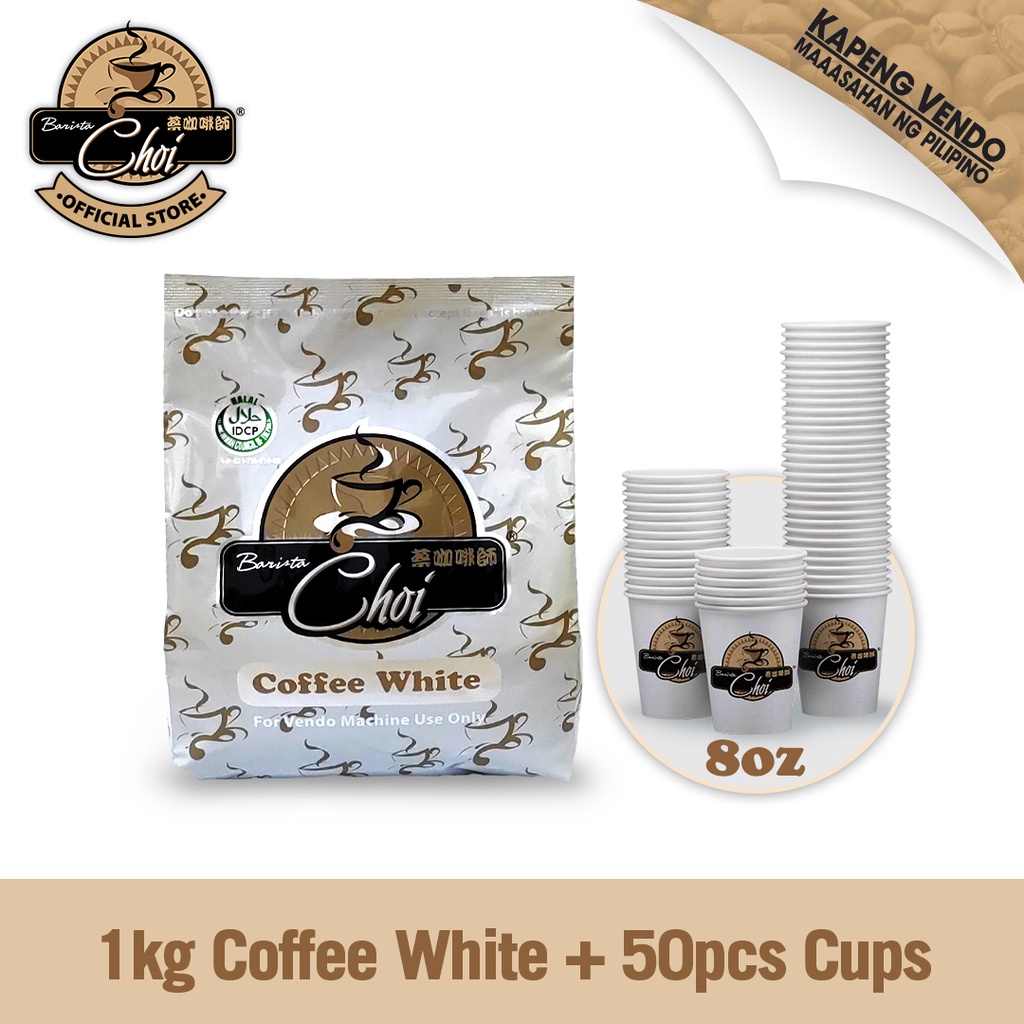 Barista Choi Vending Machine Supplies 1kg Coffee White and 50pcs