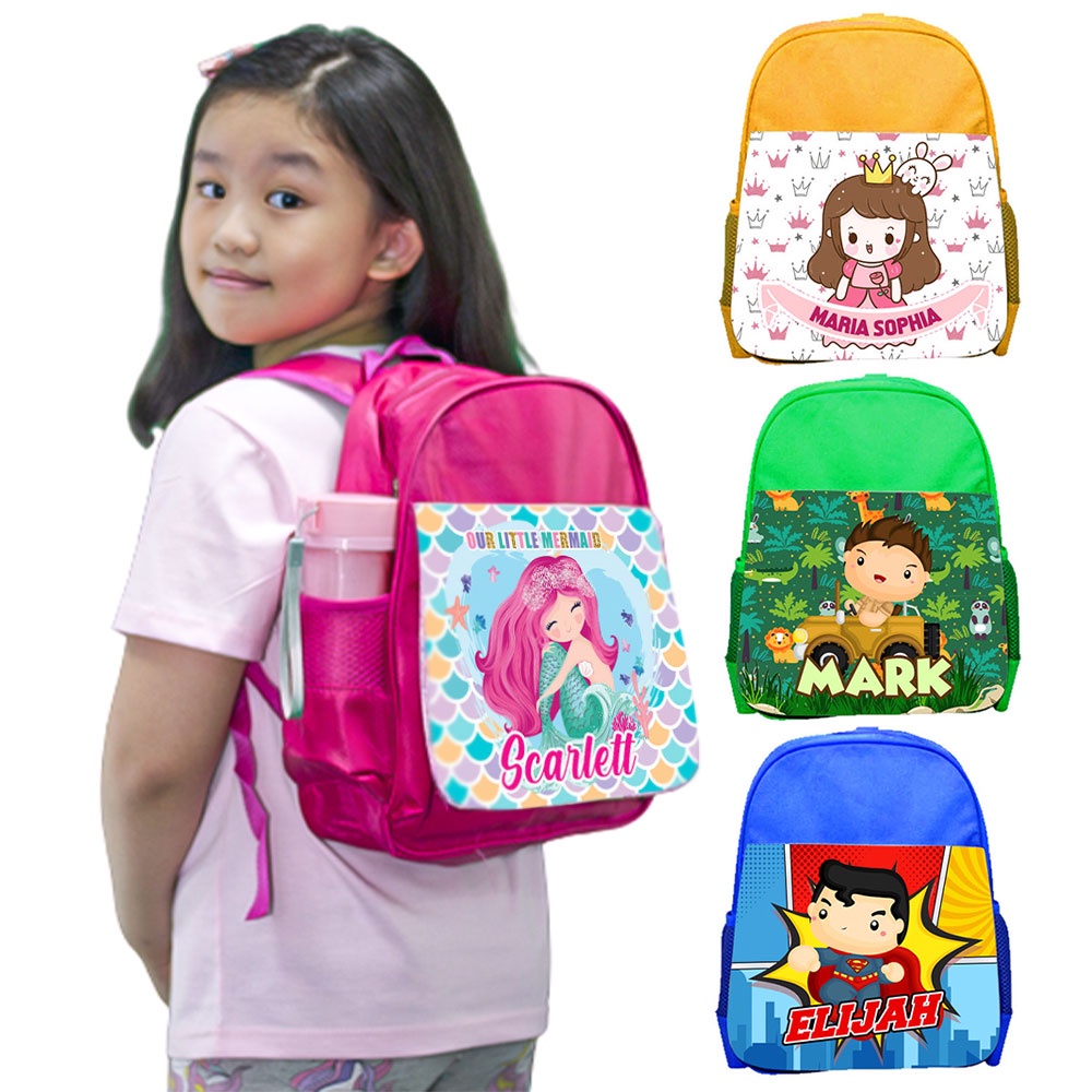 Customized Kiddie Backpack Editable Name Photo w/ Cute Background New