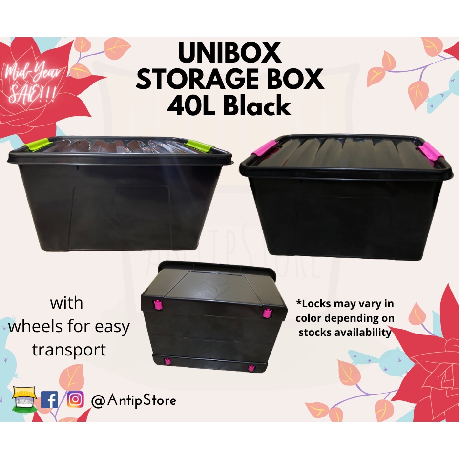 Storage Box 40L Unibox Black | Shopee Philippines