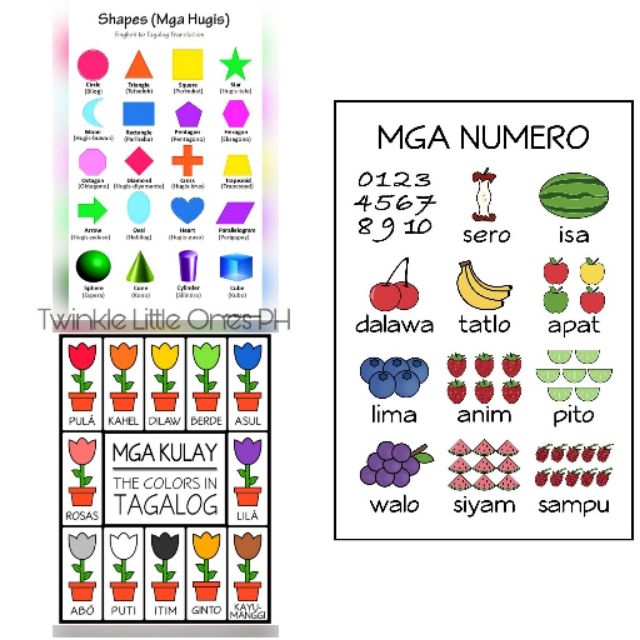 Laminated Filipino Chart (Hugis, Kulay at Numero) | Shopee Philippines