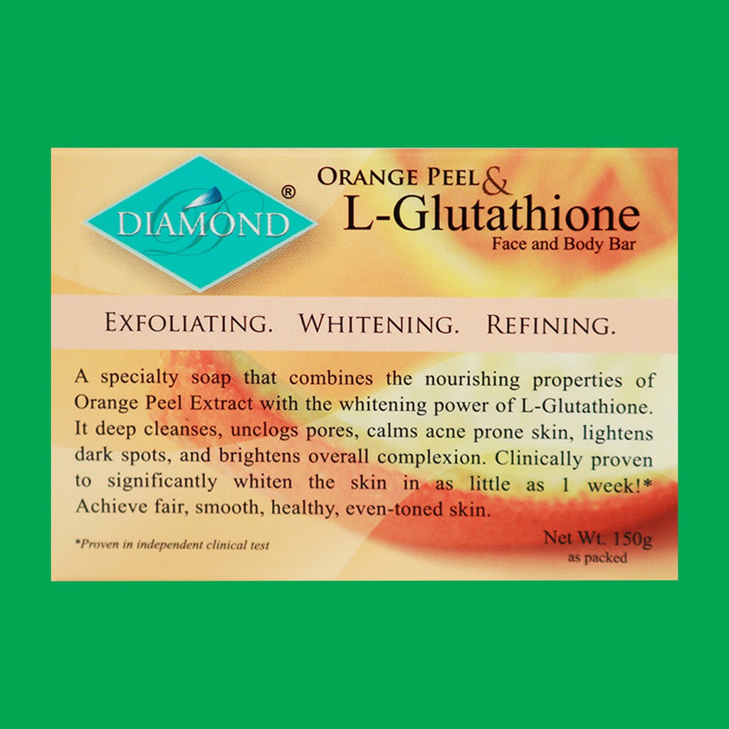 diamond orange peel & l-glutathione soap review DIAMOND, Orange Peel & L-Glutathione Face & Body Bar main image 0