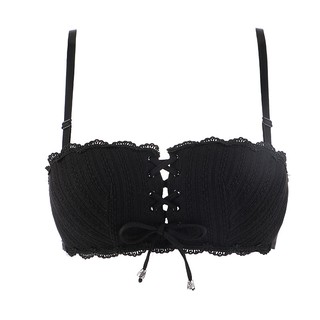 MINUOYI Sexy Drawstring Push-up Wireless Strapless Lace Invisible Bra (32A,  Black) at  Women's Clothing store