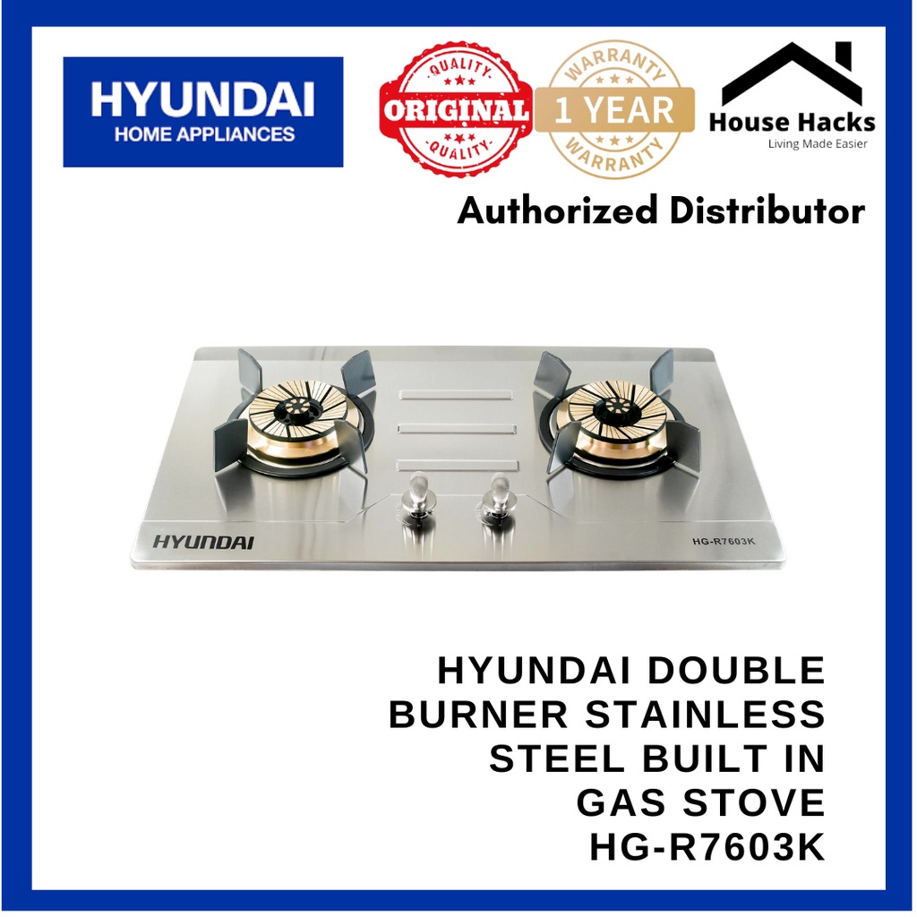 HYUNDAI Double Burner Stainless Steel Built in Gas Stove HGR7603K (House Hacks) Shopee