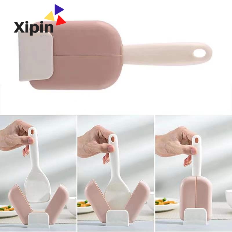 Plastic Auto Rice Spoon Holder Set Stand-up Rice Scoop and Holder with ...