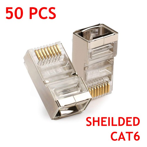50pcs CAT6 Shielded RJ45 Modular Ethernet Plug Connectors 8P8C | Shopee ...