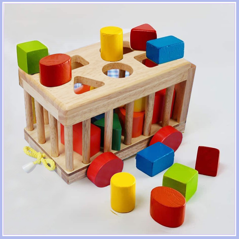 Wooden crib toy with cubes - shape and color recognition for babies ...