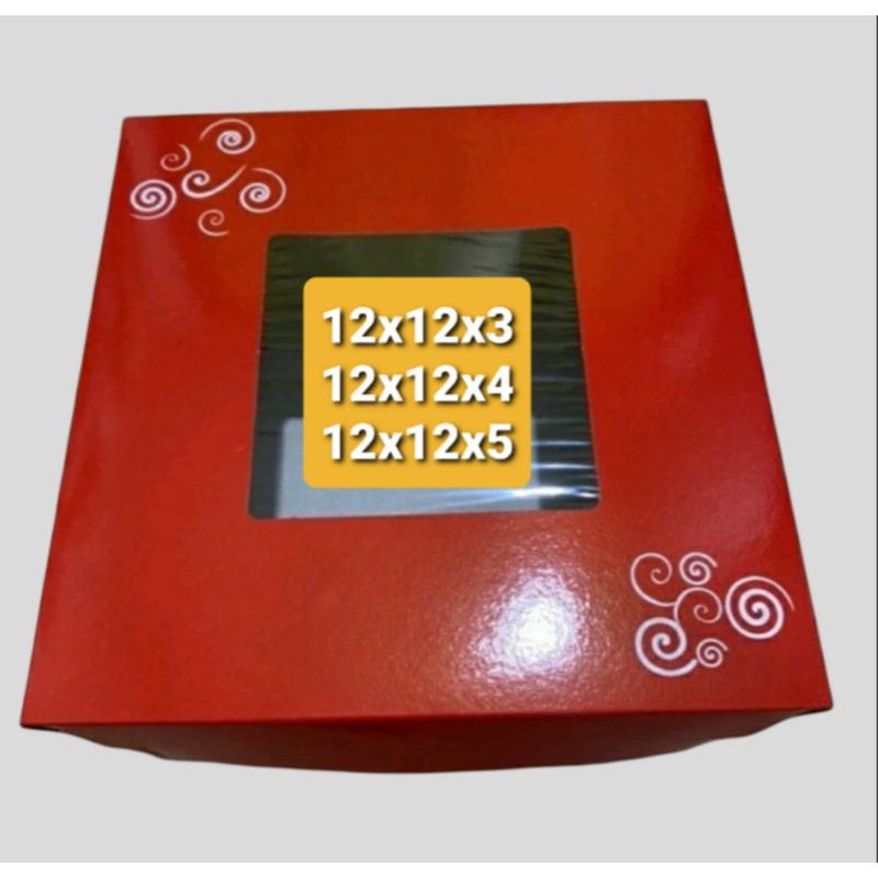 CAKE BOX RED WINDOW 12x12x3,4,5 (10pcs) | Shopee Philippines