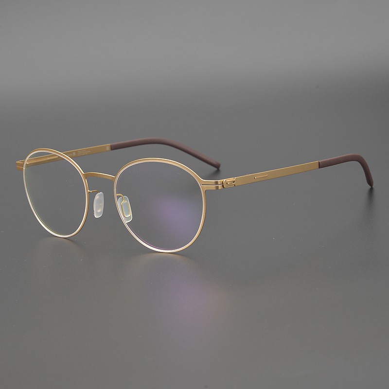 German screwfree design eyewear ultralight titanium round eyeglasses