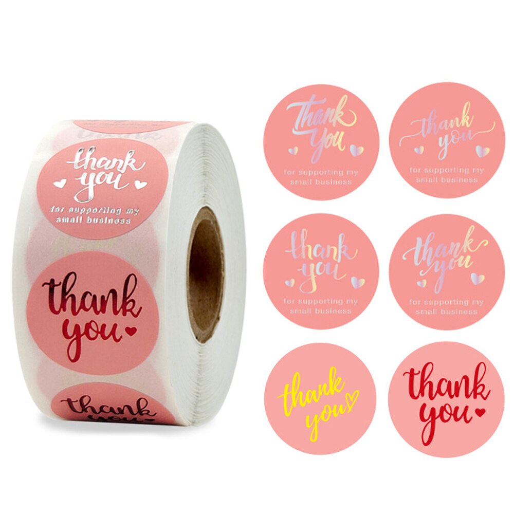 500PCS/roll Thank you sticker for supporting business labels sticker ...