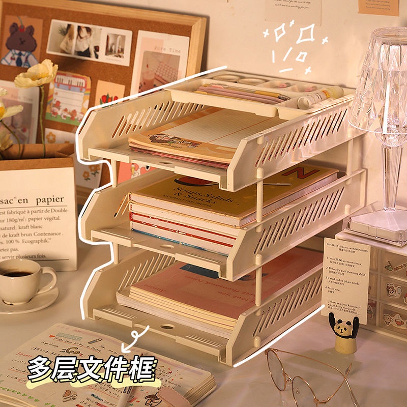 MultiLayer Desktop Folder Rack Office Supplies Storage Box Book Stand