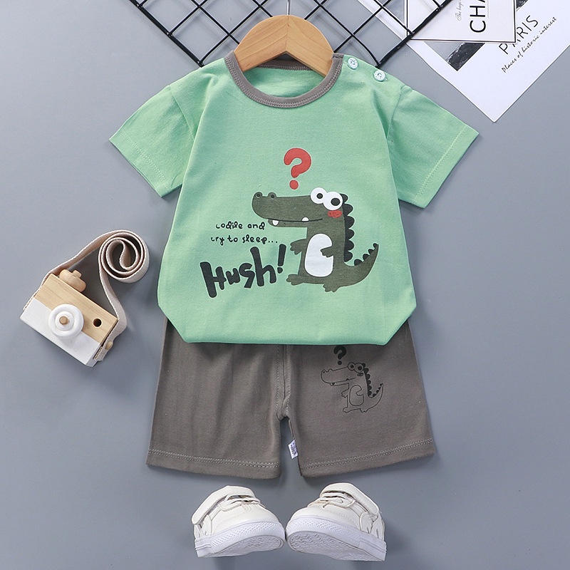 Kidscares Baby Boy 100% Cotton Clothes Terno Short Sleeve Suit Pajama ...