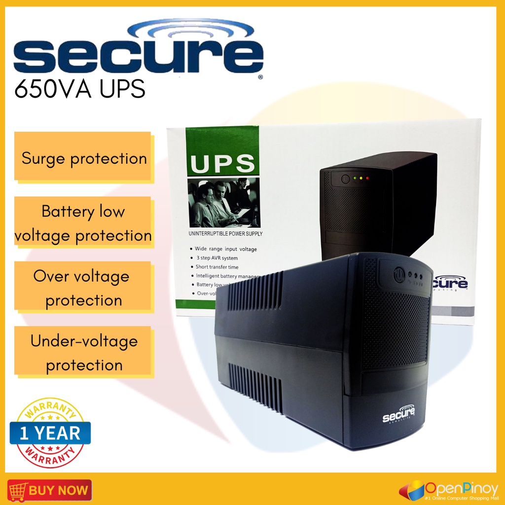Secure 650VA Uninterruptible Power Supply (UPS) | Shopee Philippines