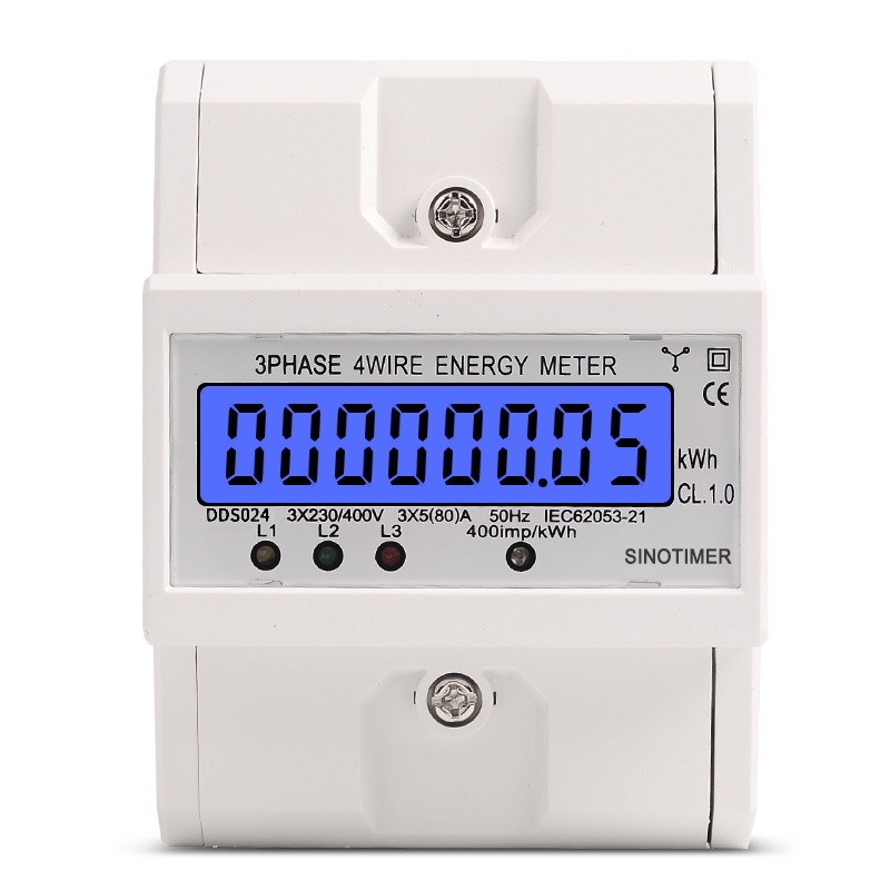 Din Rail 3 Phase 4 Wire Electronic Watt Power Consumption Energy Meter ...