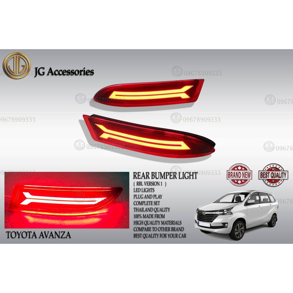 TOYOTA AVANZA 2012 2013 2014 2015 2016 2017 2018 REAR BUMPER LIGHT ...