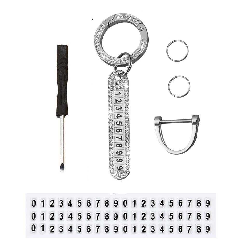 Telephone Number Plate Bag Pendant Car Keyring Full Rhinestones Fashion ...