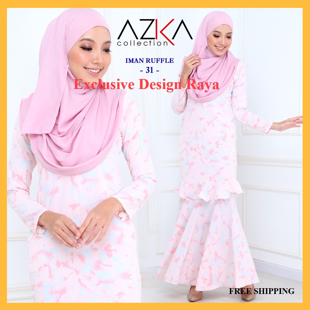 Exclusive Design Raya Shirt Kurung Faith Kurung Ruffle Flower Fabric ...