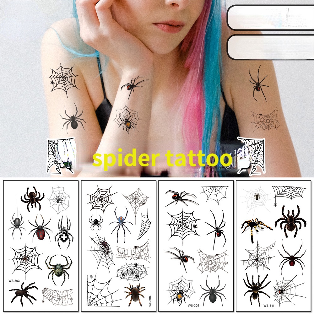 New Fashion Cool 3d Fake Spider Waterproof Temporary Tattoo Sticker Set ...