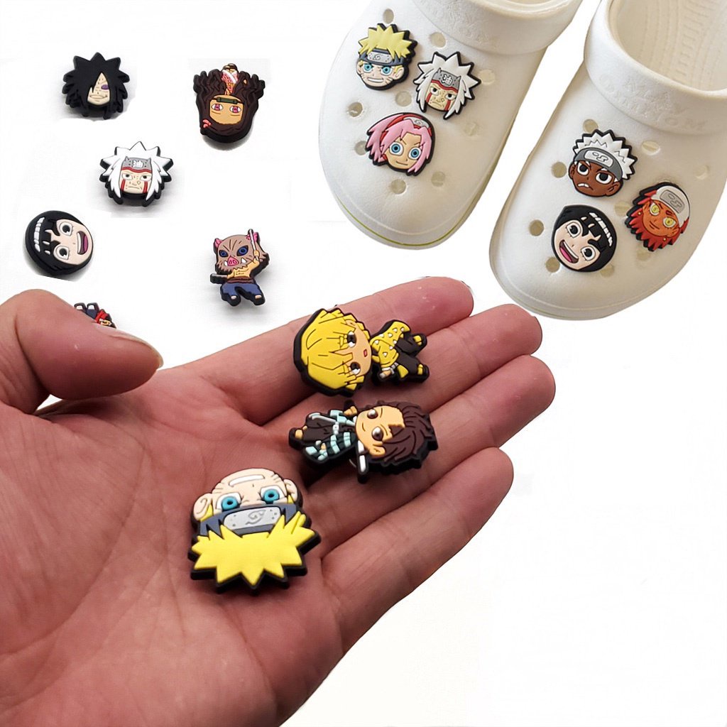 E2EW Shoe Charms Jibbitz Demon Slayer Blade Crors Anime Naruto Fit Clogs Sandal Shoe Accessories