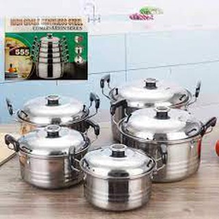 CQW High Grade Stainless Steel Combination Series 5Pcs Pot Set | Shopee ...