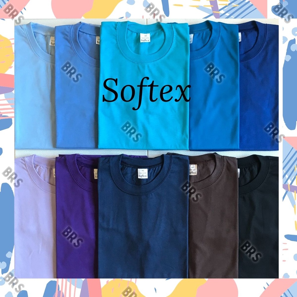 Softex Plain Round Neck Shirt Light Sky Aqua Blue Royal Violet Brown