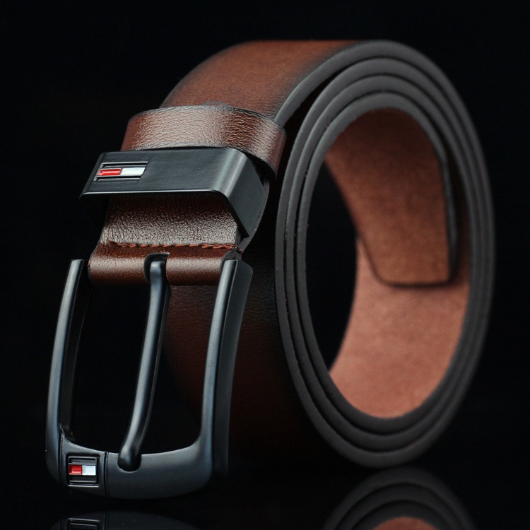 Waist belt mens girdle buckle leather smooth waistband leisure belt strap