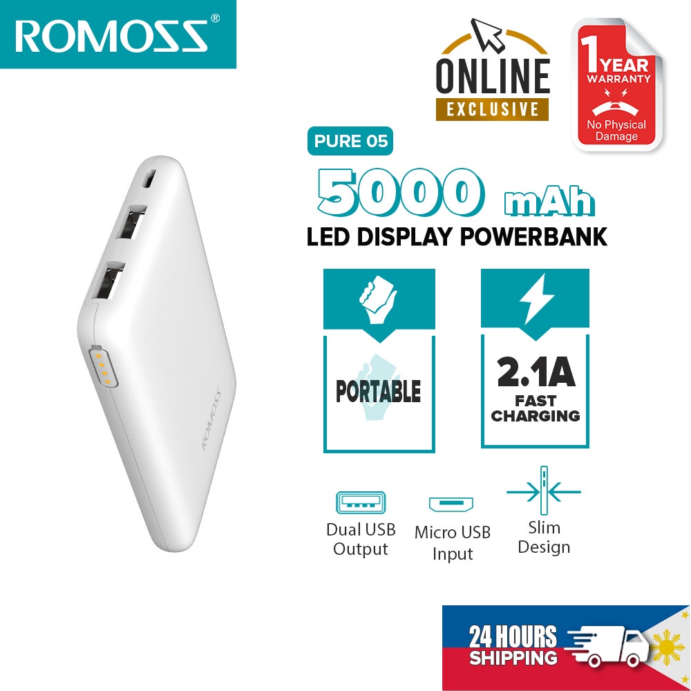 romoss-pure-05-5000-mah-mini-power-bank-2-1a-portable-charging-bank