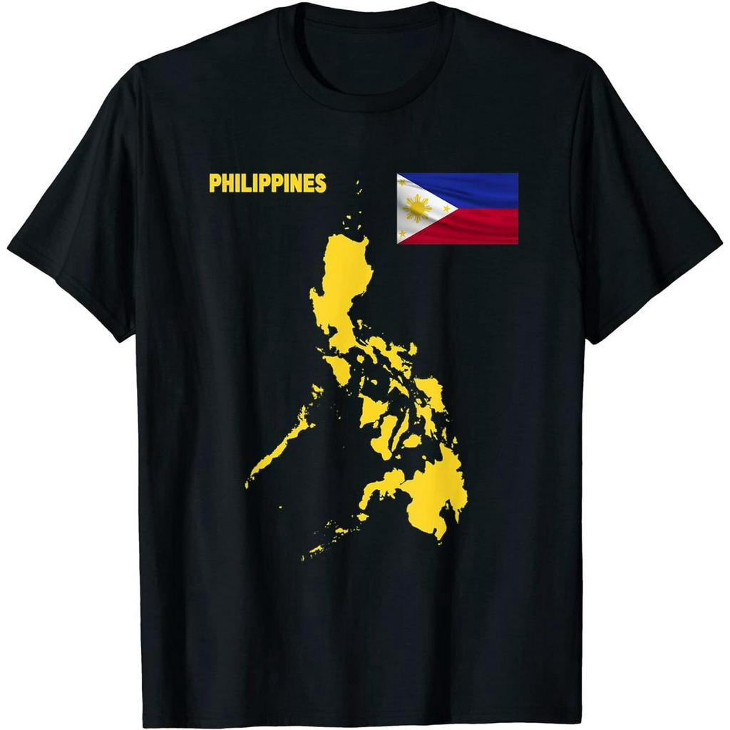 Wavy Philippine Flag with Map of Philippines tee shirt Cotton T-shirt ...