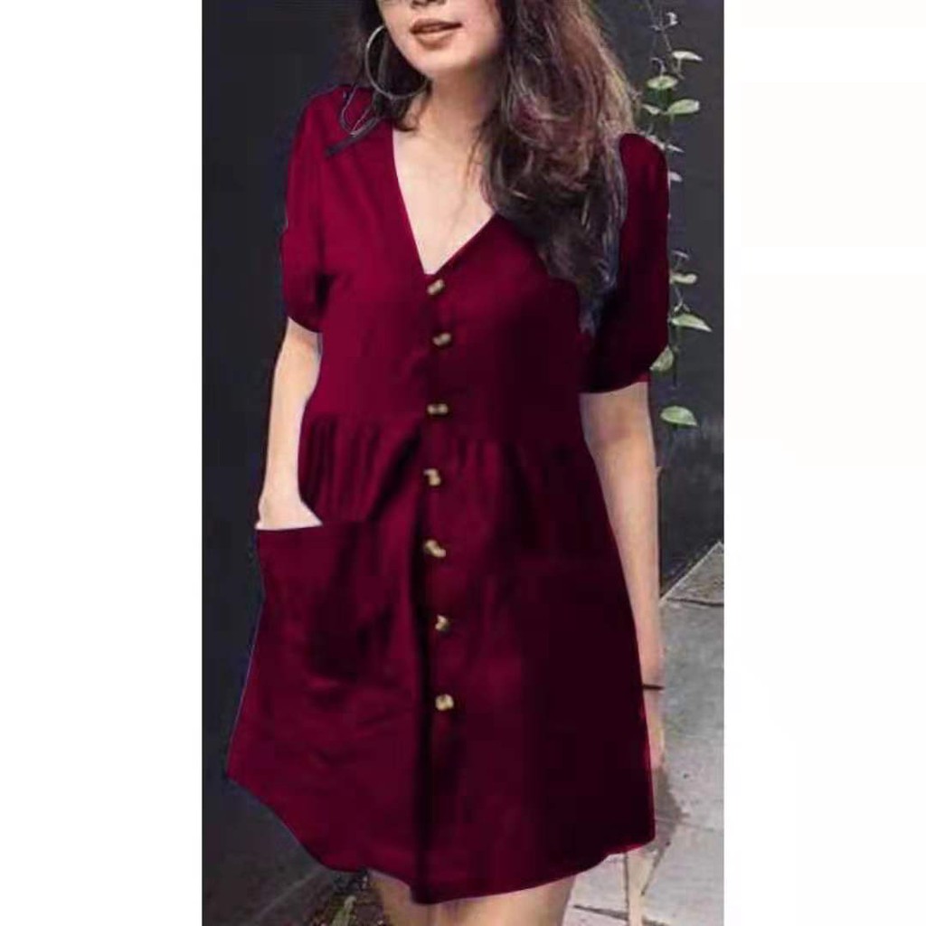 8065 Fashionable Casual Button Down Dress Shopee Philippines