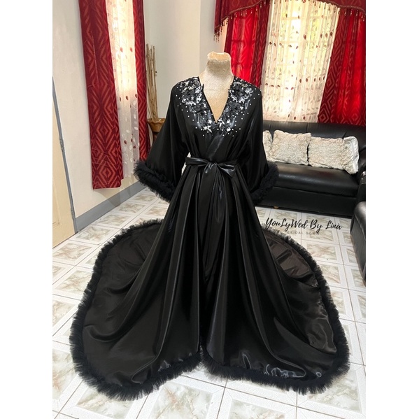 Bridal Robe Longback in silk Satin (With Inner) | Shopee Philippines