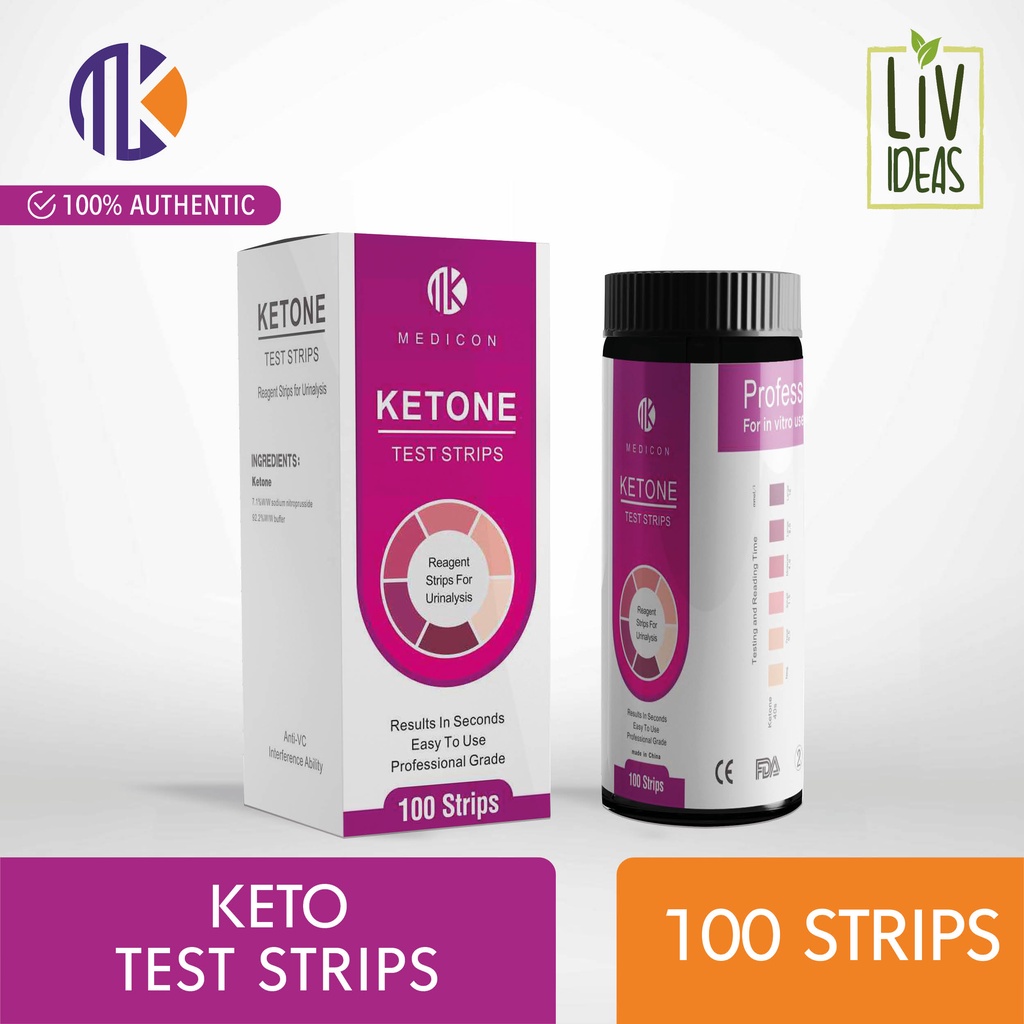 Medicon Ketone Test Strips 100 Strips (For Keto Dieters) Shopee