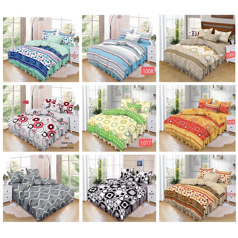 New Style 3in1 Bed Sheet Pillow Case Cotton Stripe Bedsheet Sale Home